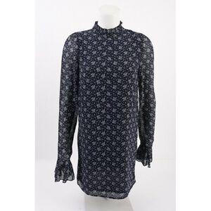 Line + Dot Womens Flowy Dress S Navy Blue White